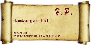 Hamburger Pál névjegykártya